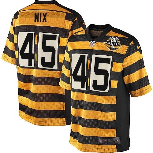 Men's Limited Roosevelt Nix 80th Anniversary Nike Jersey Gold/Black Alternate - #45 Throwback NFL Pittsburgh Steelers